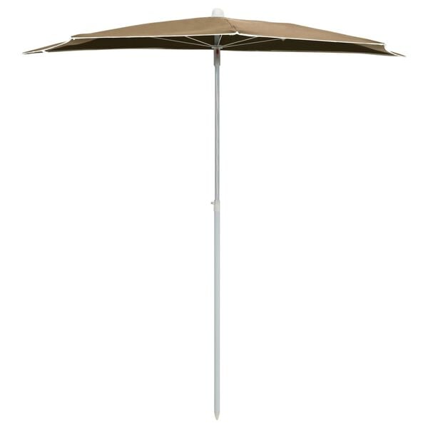 vidaXL Garden Half Parasol with Pole 180x90 cm Taupe