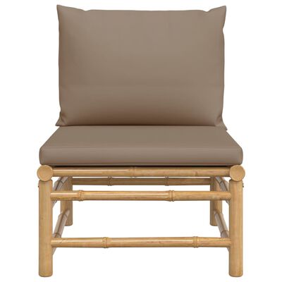 vidaXL Garden Middle Sofa with Taupe Cushions Bamboo