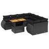 vidaXL 9 Piece Garden Sofa Set with Cushions Black Poly Rattan