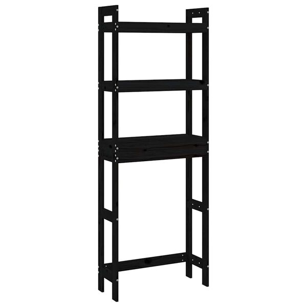 vidaXL Toilet Rack Black 63x26x171 cm Solid Wood Pine