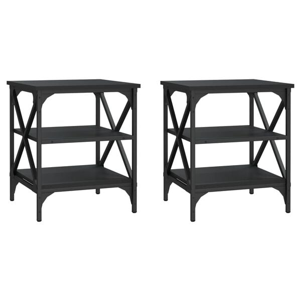 vidaXL Side Tables 2 pcs Black 40x42x50 cm Engineered Wood