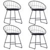 vidaXL Dining Chairs with Faux Leather Seats 4 pcs Black Steel