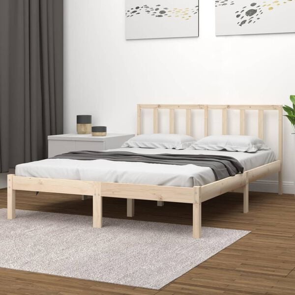 vidaXL Bed Frame without Mattress Solid Wood Pine 150x200 cm King Size King Size