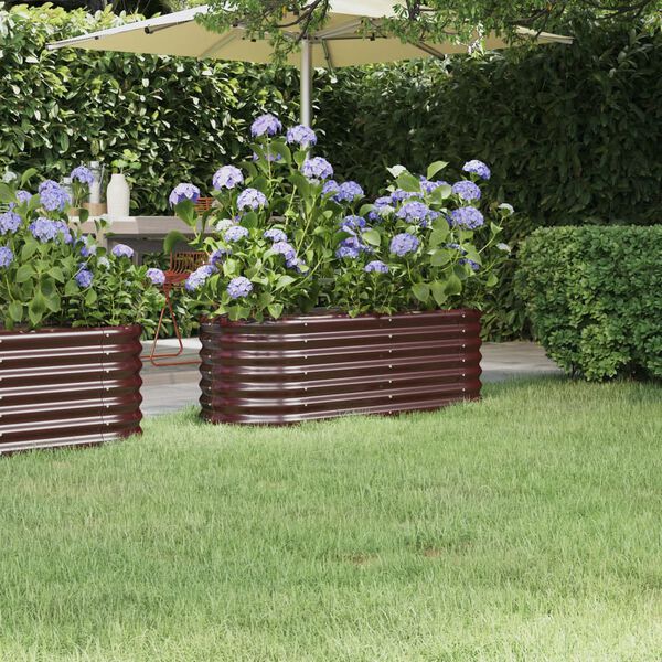 vidaXL Garden Raised Bed Galvanised Steel 114x40x36 cm Brown