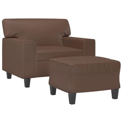 vidaXL Sofa Chair with Footstool Brown 60 cm Faux Leather