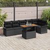 vidaXL Garden Sofa Set with Cushion 7 pcs Black Poly Rattan