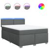 vidaXL Box Spring Bed with Mattress Dark Grey Queen Fabric