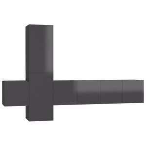 vidaXL 5 Piece TV Cabinet Set High Gloss Grey Engineered Wood