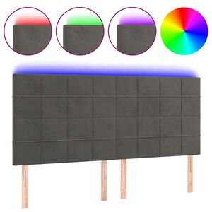 vidaXL LED Headboard Dark Grey 160 cm Velvet