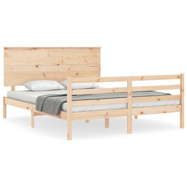 vidaXL Bed Frame without Mattress King Size Solid Wood