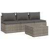 vidaXL 4 Piece Garden Lounge Set with Cushions Grey Poly Rattan