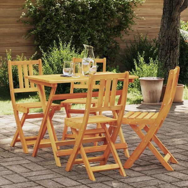 vidaXL Garden Chair Folding 4 pcs Oil Natural 40 x 42 x 85 cm