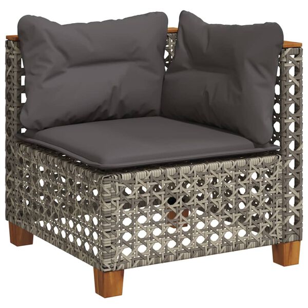 vidaXL 11 Piece Garden Sofa Set with Cushions Grey Poly Rattan
