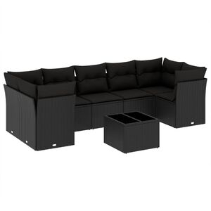 vidaXL 8 Piece Garden Sofa Set with Cushions Black Poly Rattan