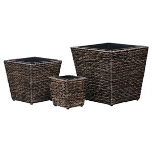 vidaXL Raised Bed | Set of 3 | Brown | Water hyacinth, Steel