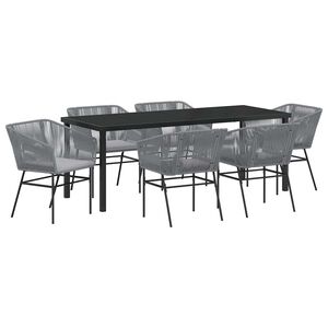 vidaXL Garden Dining Set 7 pcs Grey Powder-Coated Steel