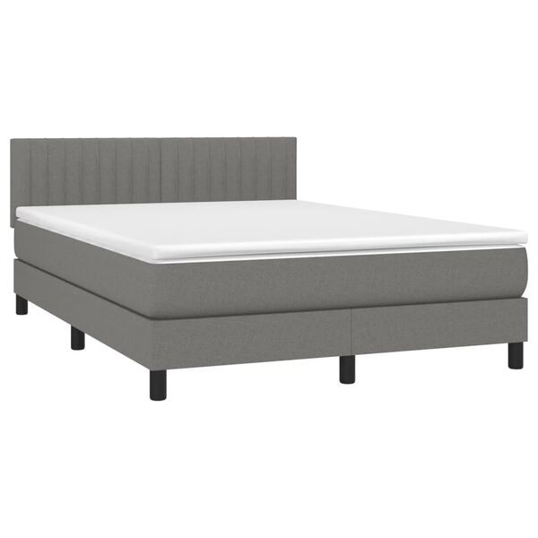 vidaXL Box Spring Bed with Mattress Dark Grey 153x203 cm Queen Size Fabric