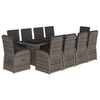 vidaXL 11 Piece Garden Dining Set with Cushions Grey Poly Rattan
