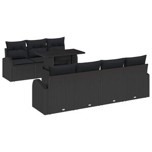 vidaXL Garden Sofa Set 8 pcs Black Poly Rattan