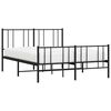 vidaXL Metal Bed Frame without Mattress with Footboard Black 135x190cm