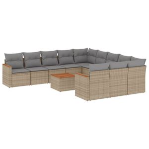 vidaXL 12 Piece Garden Sofa Set with Cushions Mix Beige Poly Rattan