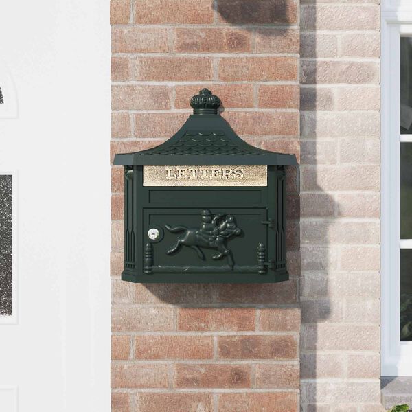 vidaXL Wall Mounted Mailbox Green 40.5 x 16 x 45 cm Cast Aluminum