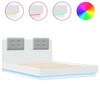 vidaXL Bed Frame with LED without Mattress White 135x190 cm Double