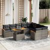 vidaXL 10 Piece Garden Sofa Set with Cushions Grey Poly Rattan