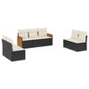 vidaXL 7 Piece Garden Sofa Set with Cushions Black Poly Rattan