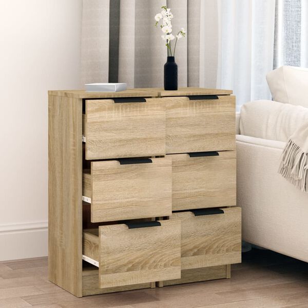 vidaXL Sideboards 2 pcs Sonoma Oak 30x30x70 cm Engineered Wood