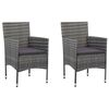 vidaXL 3 Piece Garden Dining Set with Cushions Poly Rattan Grey