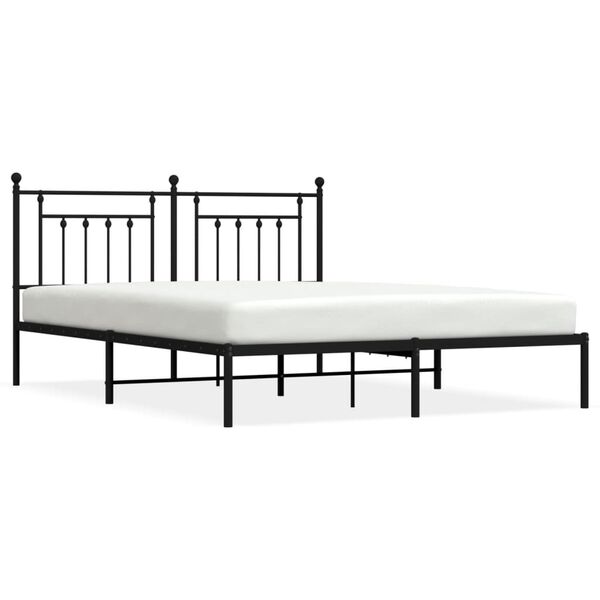 vidaXL Metal Bed Frame without Mattress with Headboard Black 180x200cm