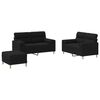 vidaXL 3 Piece Sofa Set with Pillows Black Fabric