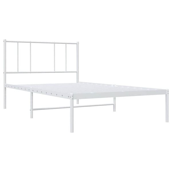 vidaXL Metal Bed Frame without Mattress with Headboard White 90x190cm