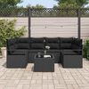 vidaXL Garden Sofa Set 7 pcs Black Poly Rattan and Steel and Glass