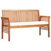 vidaXL Garden Bench | Brown frame, cream cushions