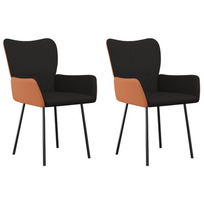 vidaXL Dining Chairs 2 pcs Black Fabric and Faux Leather