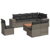 vidaXL 9 Piece Garden Sofa Set with Cushions Grey Poly Rattan