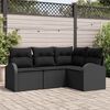 vidaXL Garden Sofa Set with Cushion 4 pcs Black Poly Rattan