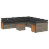 vidaXL 11 Piece Garden Sofa Set with Cushions Grey Poly Rattan