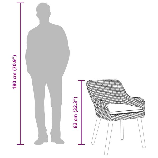 vidaXL Garden Dining Set with Cushion 5 pcs Black Poly Rattan