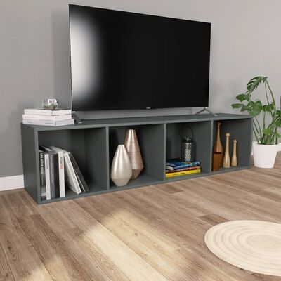 vidaXL Book Cabinet/TV Cabinet Grey 36x30x143 cm Engineered Wood