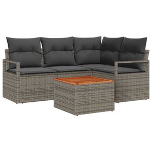 vidaXL Garden Sofa Set with Storage 5 pcs Grey Poly Rattan