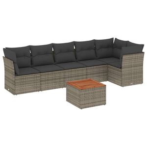 vidaXL 7 Piece Garden Sofa Set with Cushions Grey Poly Rattan