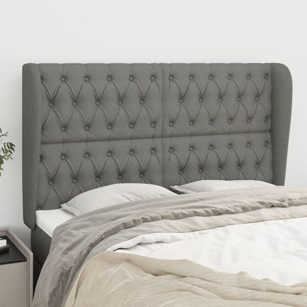 vidaXL Headboard with Ears Dark Grey 163 cm Fabric