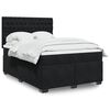vidaXL Box Spring Bed with Mattress Black Queen Velvet
