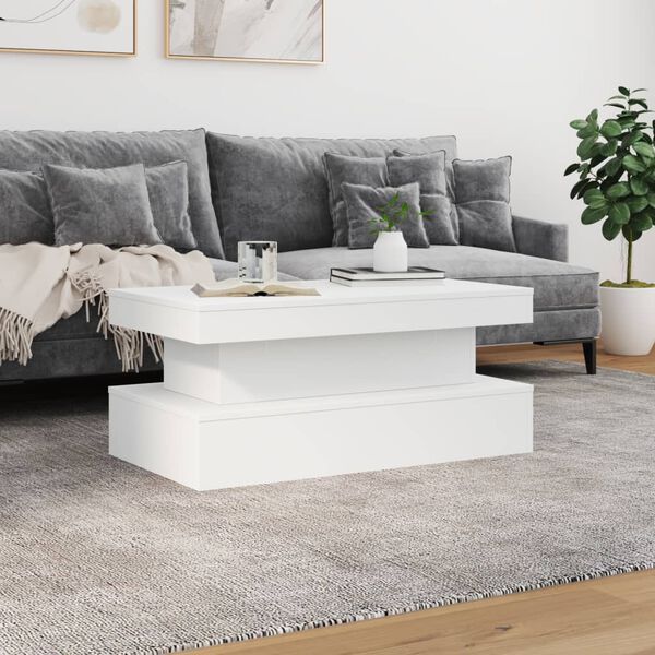 vidaXL Coffee Table with LED Lights White 90x50x40 cm