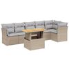 vidaXL 7 Piece Garden Sofa Set with Cushions Beige Poly Rattan