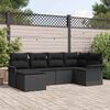 vidaXL Garden Sofa Set with Cushion 6 pcs Black Poly Rattan