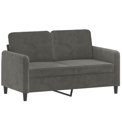 vidaXL 2-Seater Sofa with Pillows&Cushions Dark Grey 120 cm Velvet